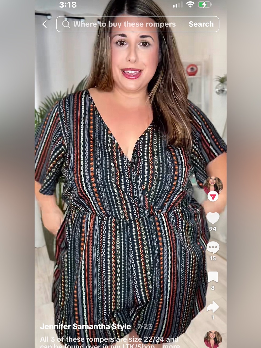 Plus-Size Boho Striped Romper